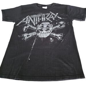 Men's Hanes Vintage Black Anthrax Band Double Sided Graphic T-Shirt Size S
